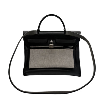 Hermes Herbag 31 in Black Canvas with Leather Trim