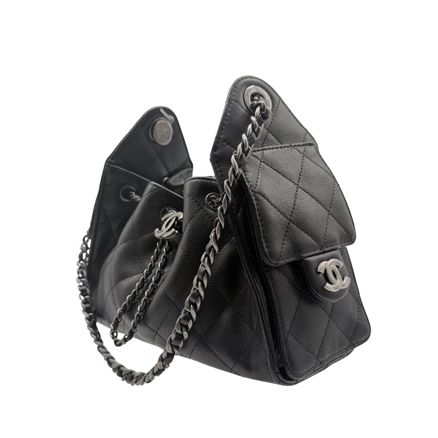 Chanel 25 Mini Black Caviar with Ruthenium Hardware