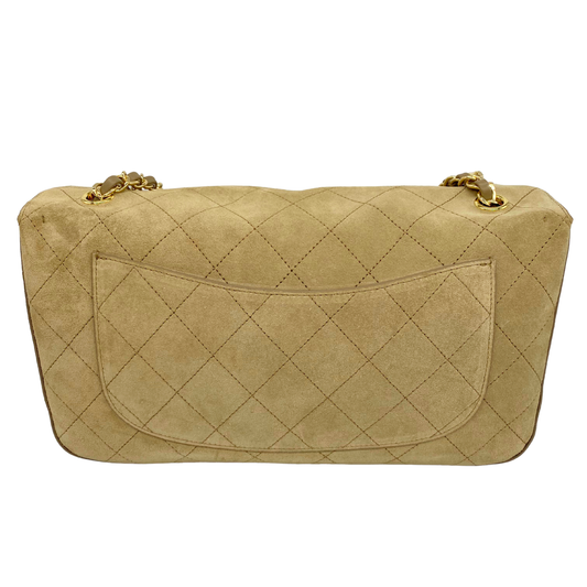 Chanel Khaki Souplissimo 32 Suede Gold Hardware