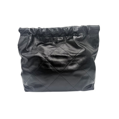 Chanel 22 Black Small Rhodium Hardware Hobo