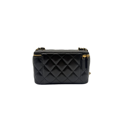 Chanel Vanity with Pearl Shiny Black Crossbody Bag