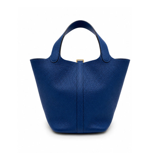 Hermes Picotin 18 Bleu France with Gold Hardware