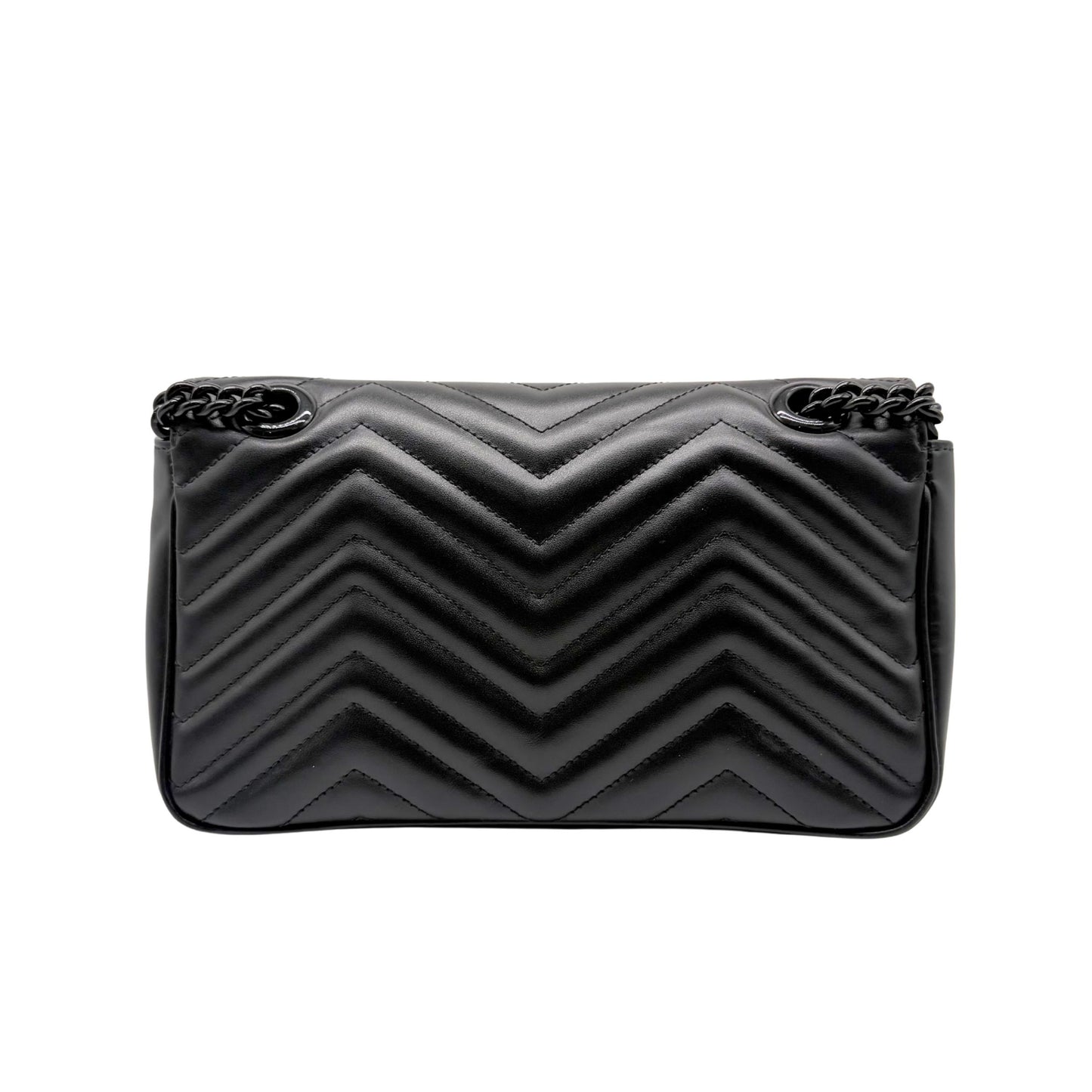Gucci Black Chevron GG Marmont Shoulder Bag