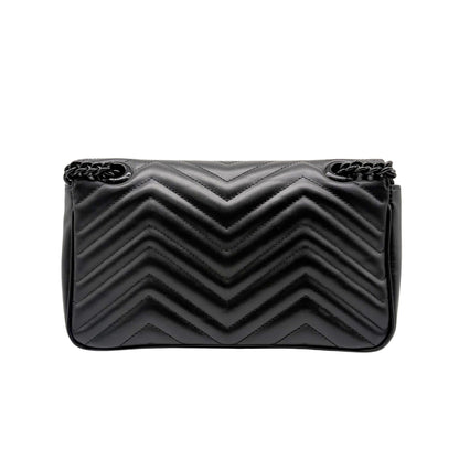 Gucci Black Chevron GG Marmont Shoulder Bag