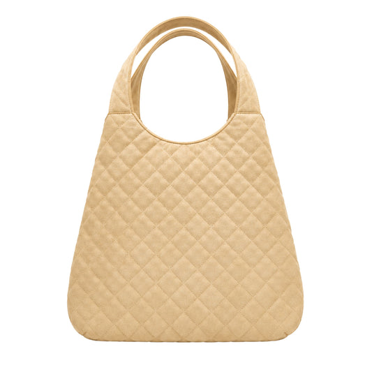 Saint Laurent Beige Quilted ICare Maxi Shopping Bag with Pouch