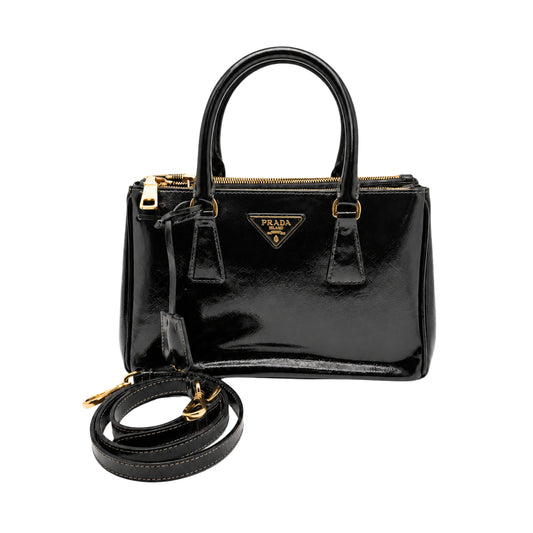Prada Galleria Small Black Patent Leather Bag