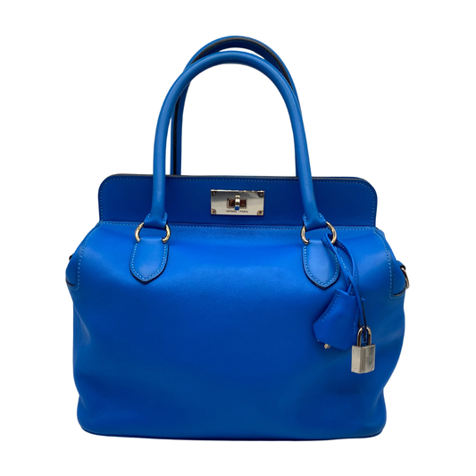 Hermes Bleu Hydra Swift Leather Toolbox 26cm Palladium Hardware