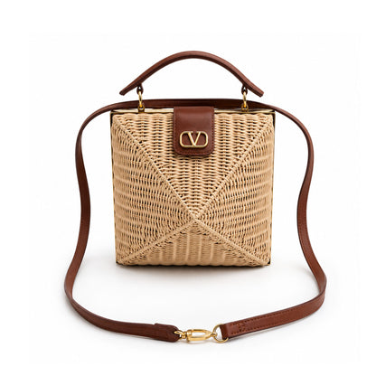 Valentino Stud Wicker Clutch with Crossbody Strap