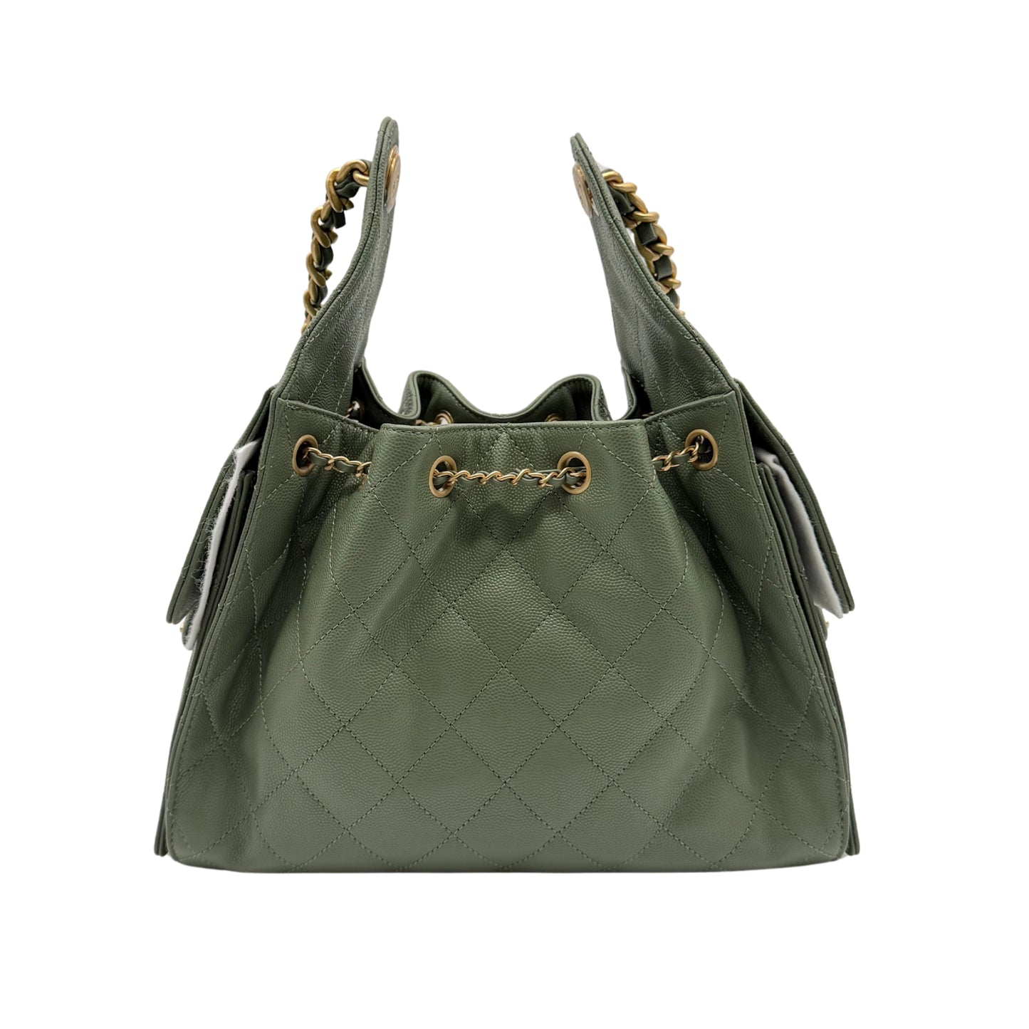 Chanel 25 Small Green Caviar Shoulder Bag