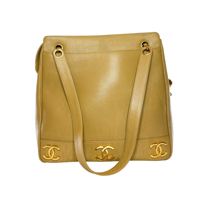 Chanel Beige Vintage Triple CC Tote