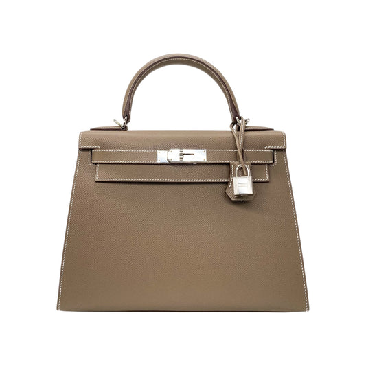 Hermes Kelly 28 Etoupe Epsom Palladium Hardware