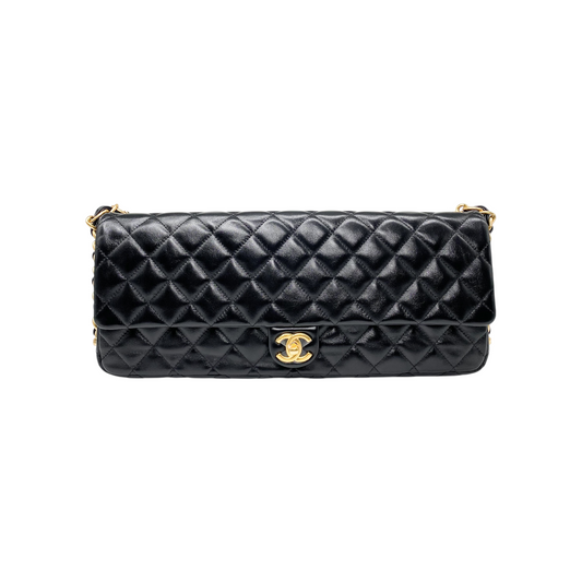 Chanel Black Glazed Maxi Clutch