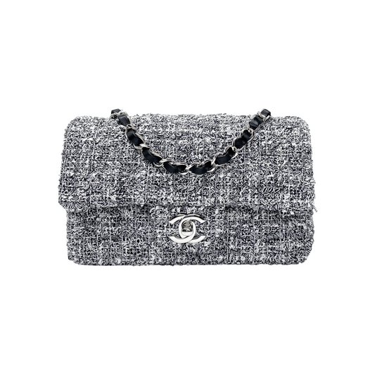 Chanel Black White Tweed Mini Rectangle