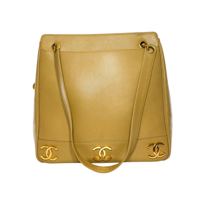 Chanel Beige Vintage Triple CC Tote