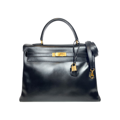 Hermes Kelly 35 Retourne Black Box Gold Hardware