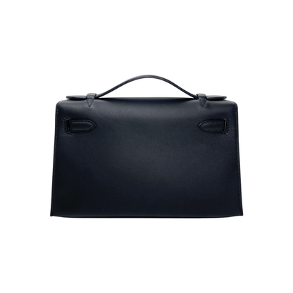 Hermes Kelly Pochette Black Swift Gold Hardware