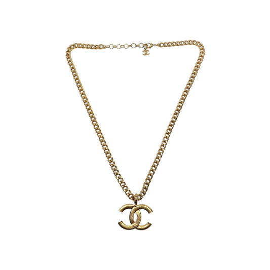 Chanel Pink Enamel CC Logo Necklace