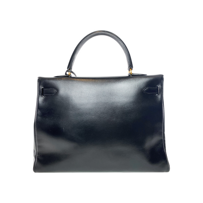 Hermes Kelly 35 Retourne Black Box Gold Hardware