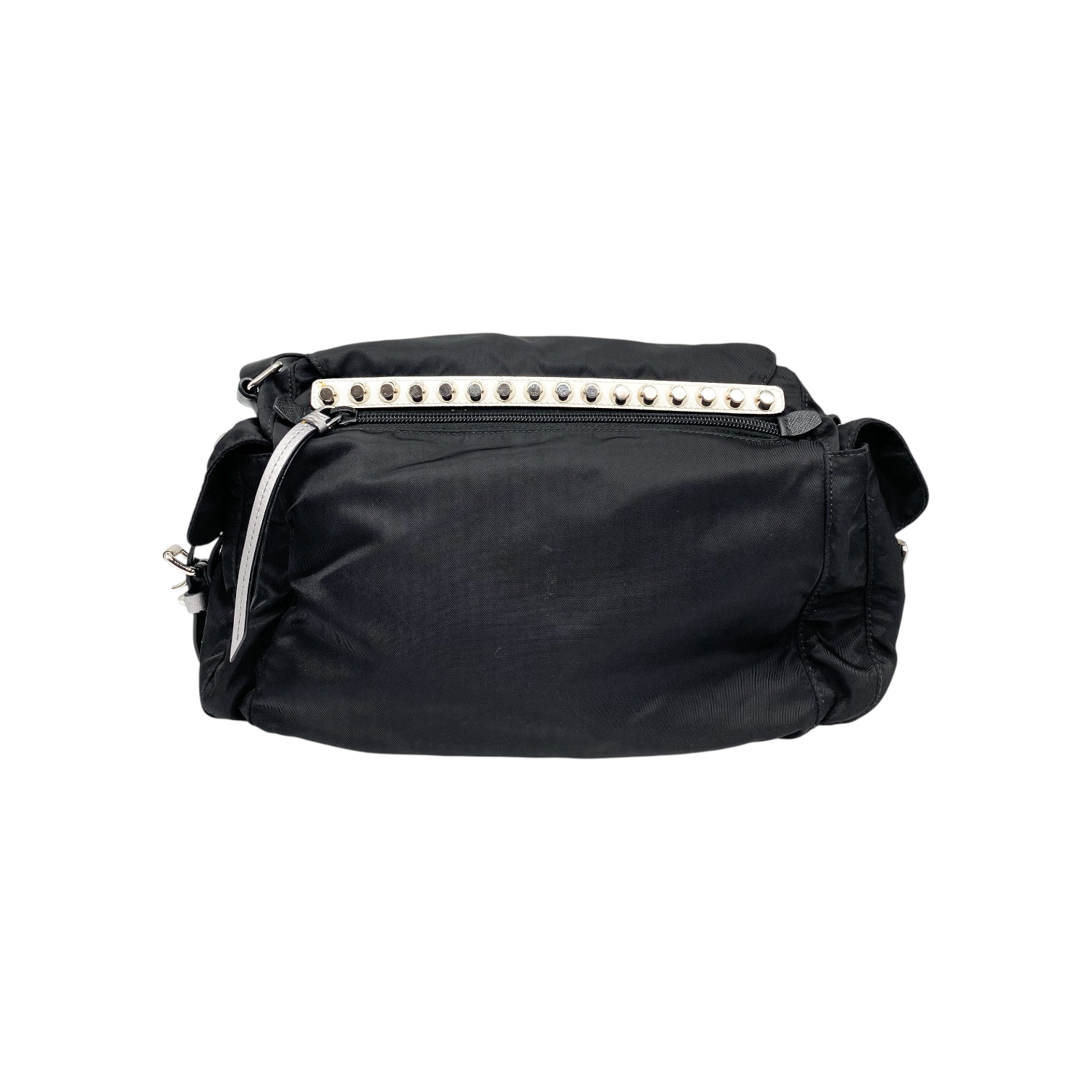 Prada Black New Vela Elektra Studded Messenger Bag