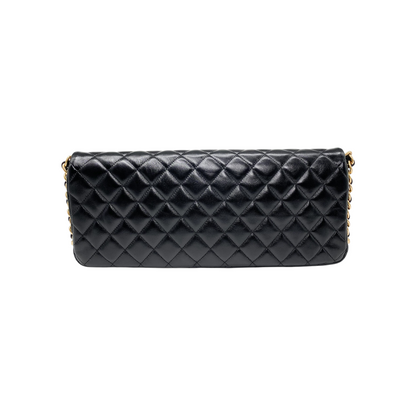 Chanel Black Glazed Maxi Clutch