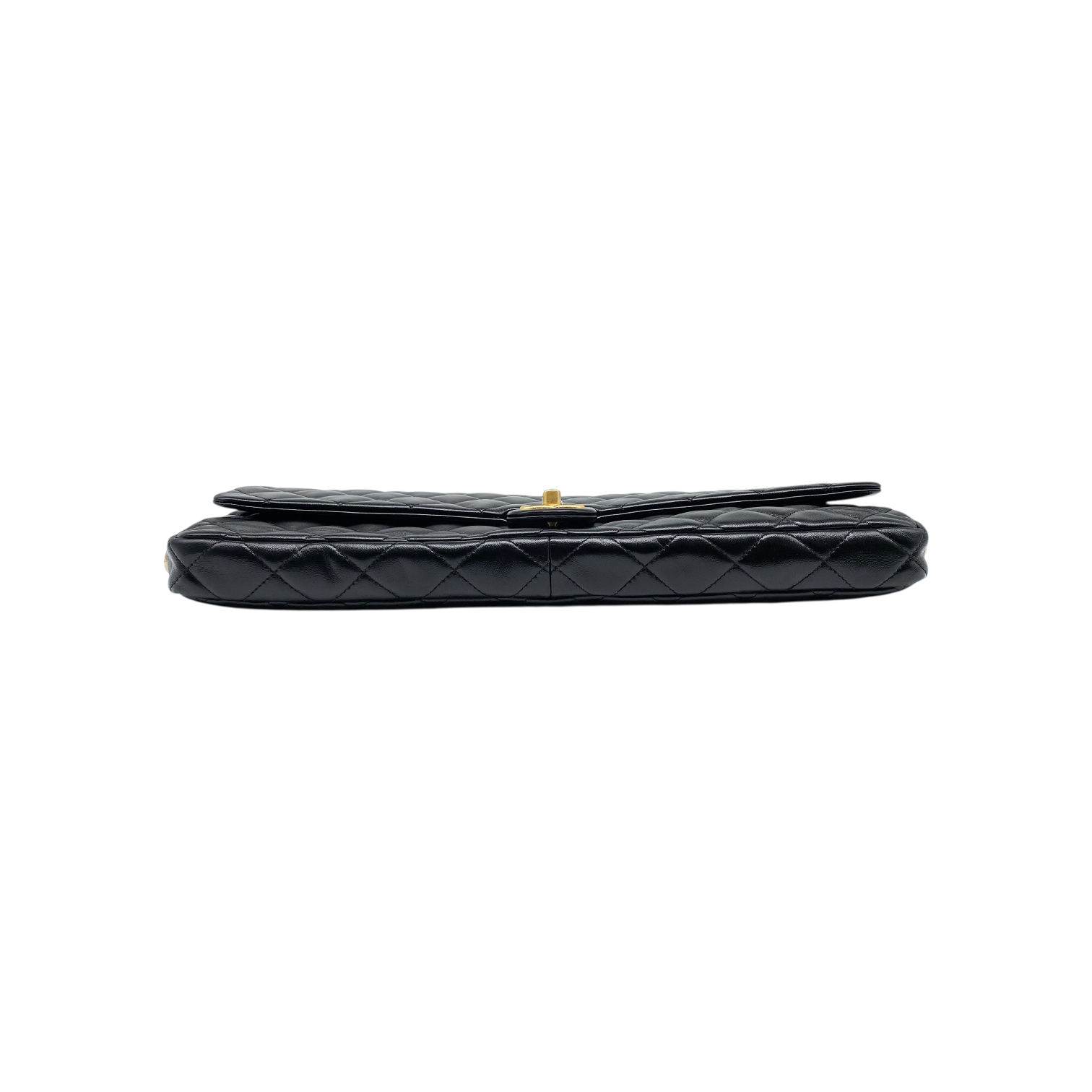 Chanel Black Glazed Maxi Clutch
