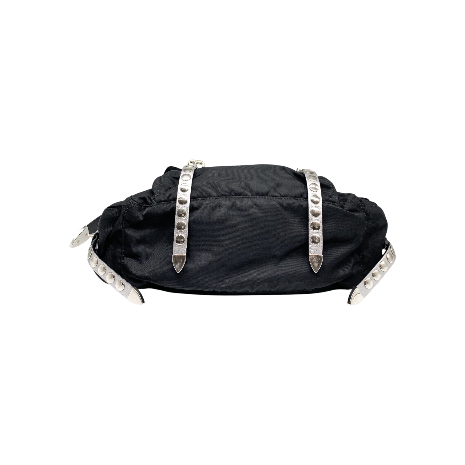 Prada Black New Vela Elektra Studded Messenger Bag