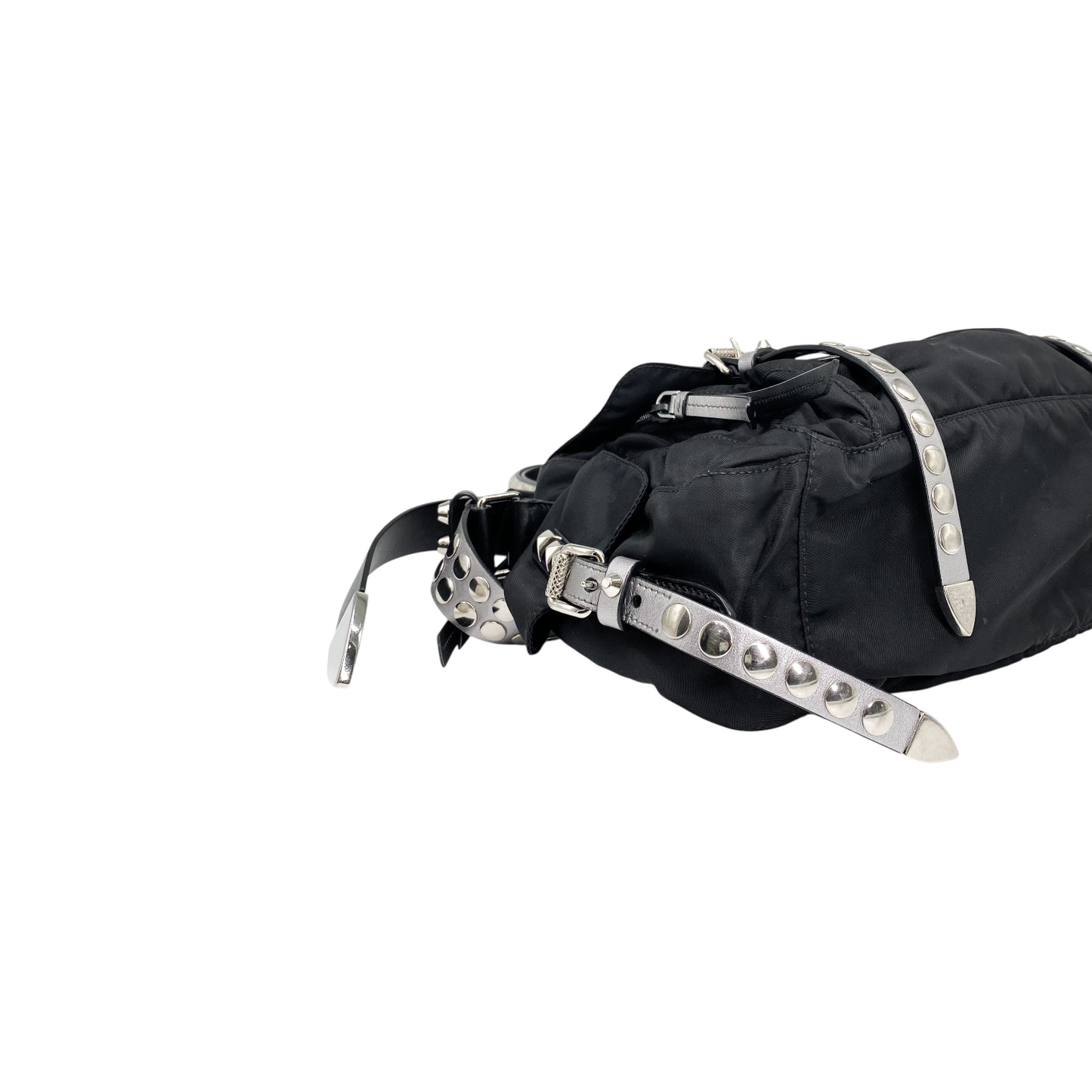 Prada Black New Vela Elektra Studded Messenger Bag