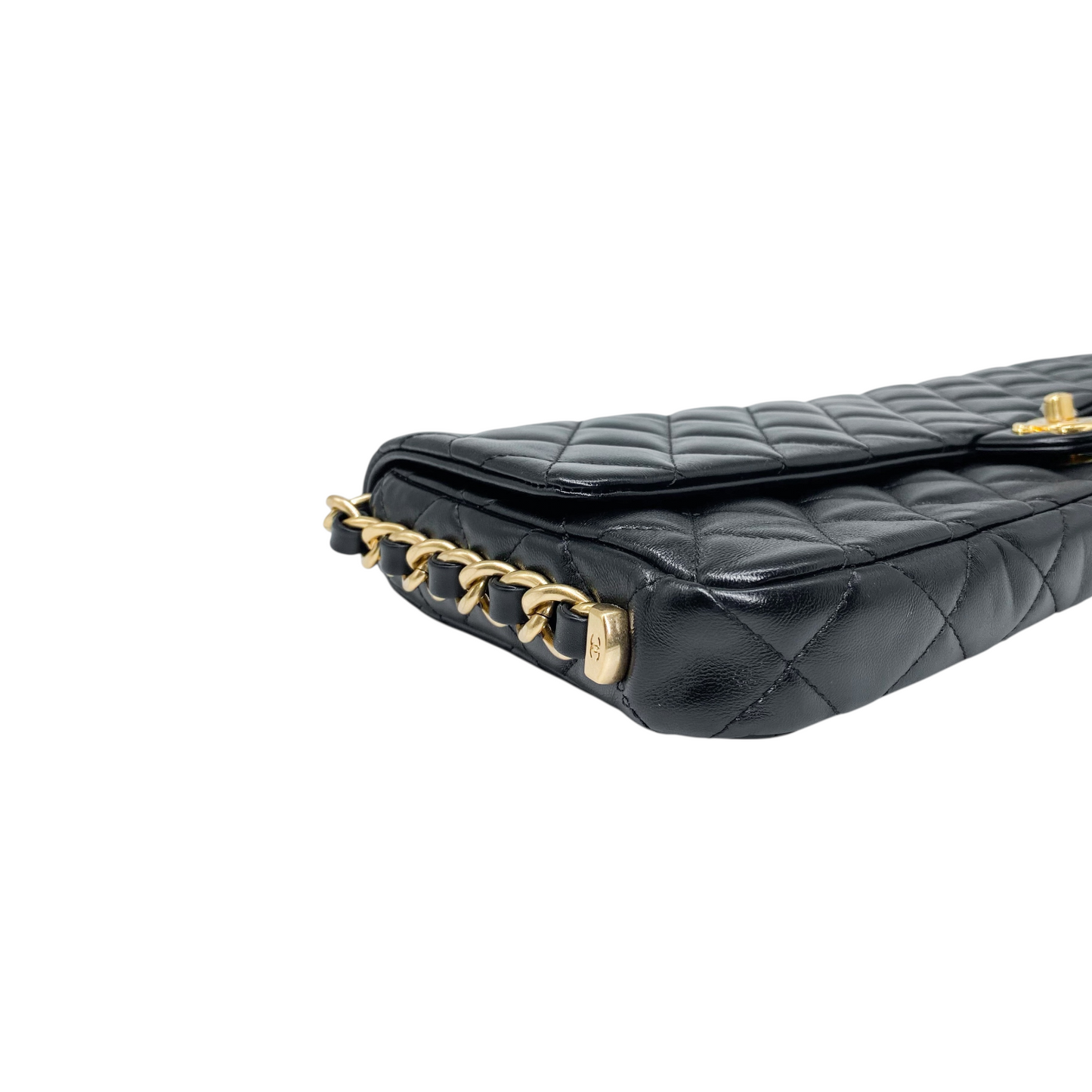 Chanel Black Glazed Maxi Clutch