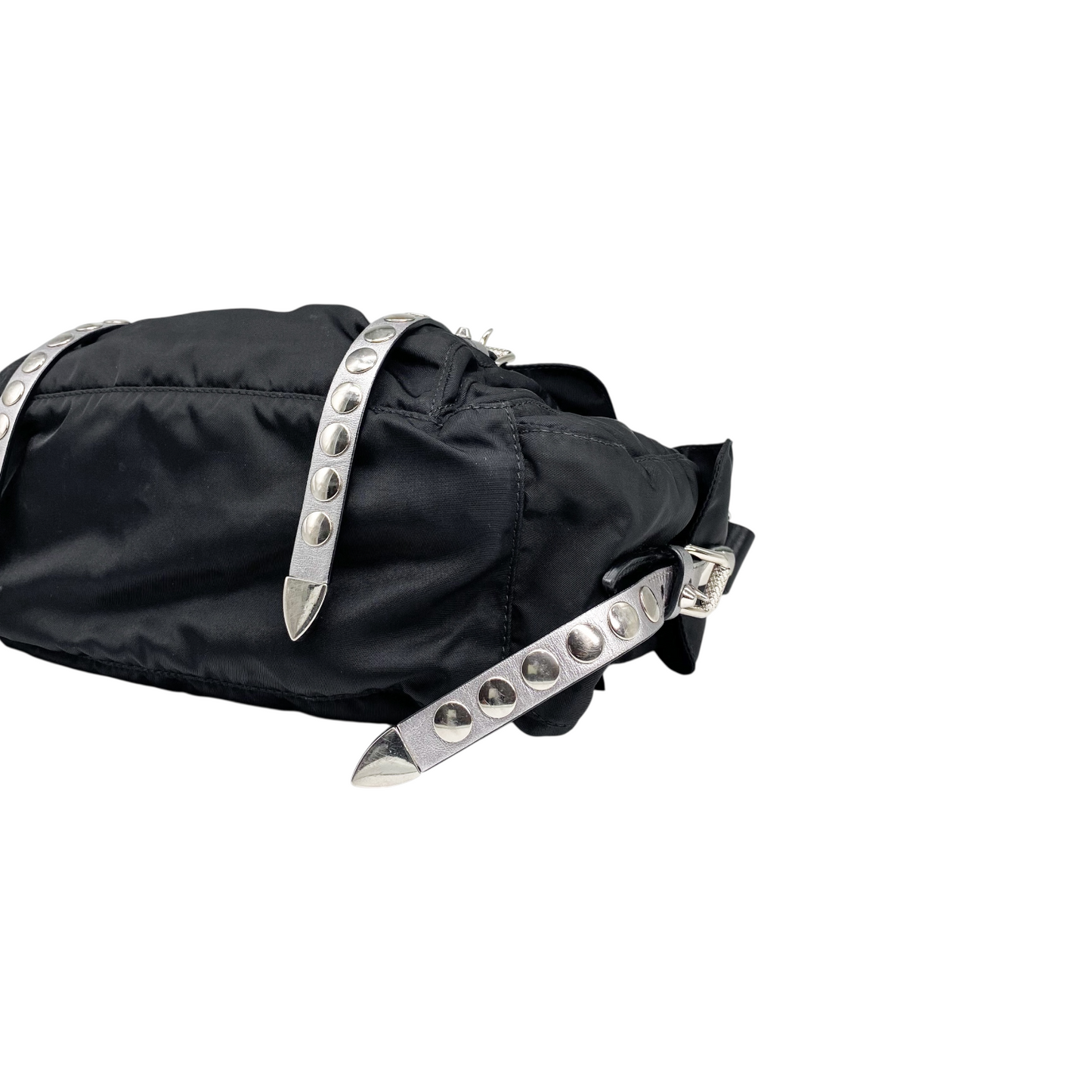 Prada Black New Vela Elektra Studded Messenger Bag