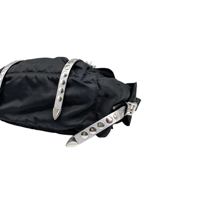 Prada Black New Vela Elektra Studded Messenger Bag