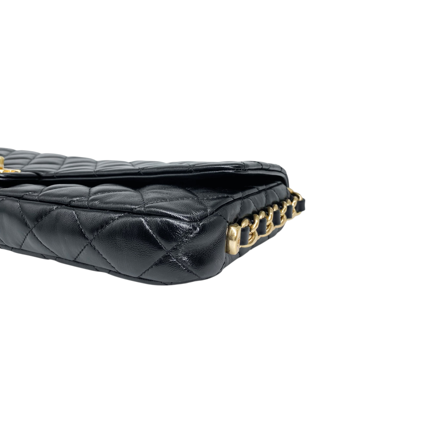 Chanel Black Glazed Maxi Clutch