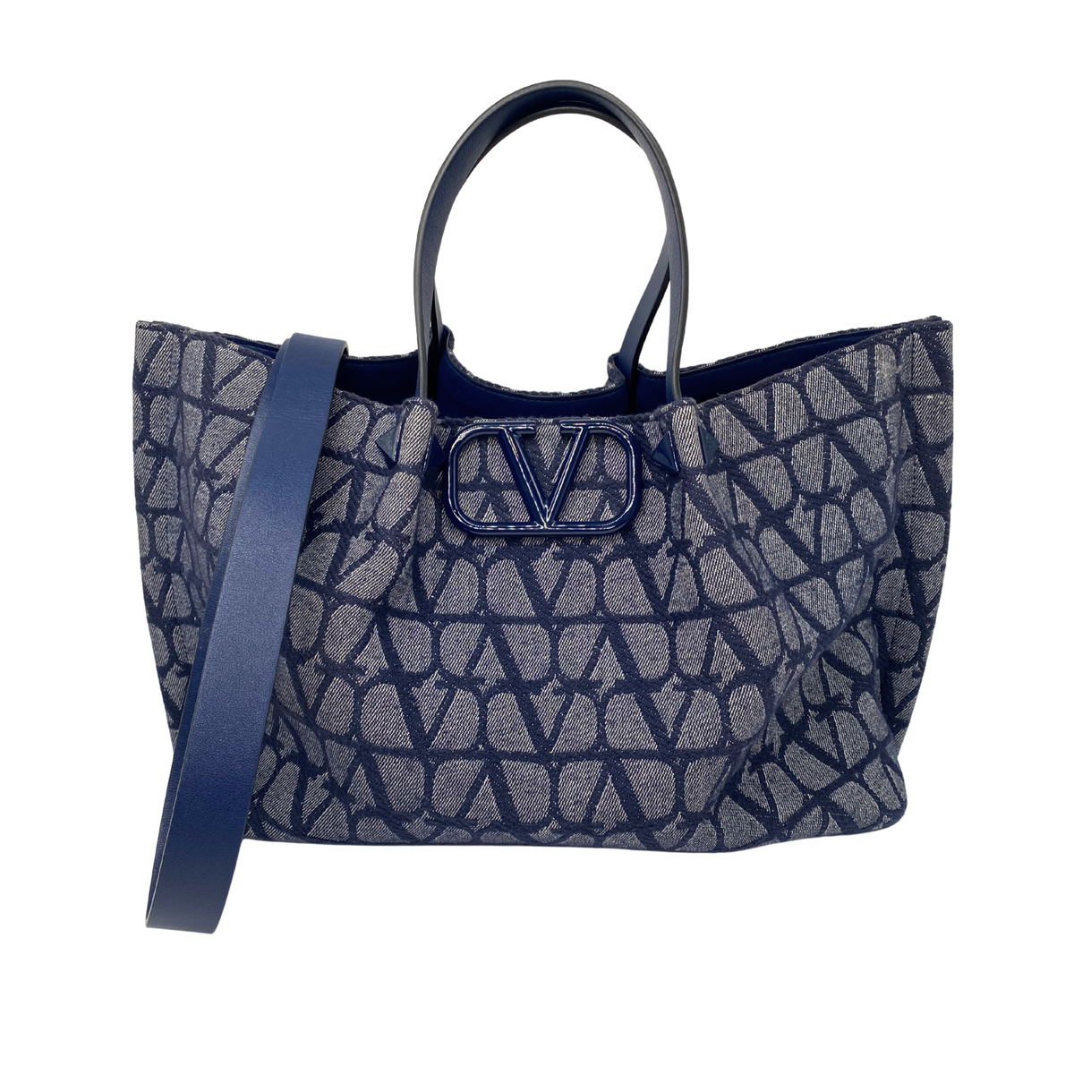 Valentino Denim VLogo Tote w Pouch