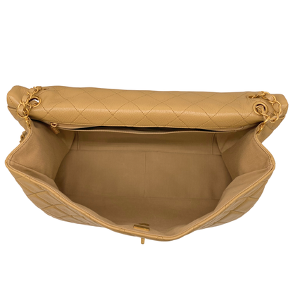 Chanel Dark Beige XXL Travel Flap Bag Coated Calfskin