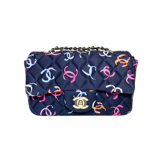Chanel Navy Logo CC Mini Rectangle