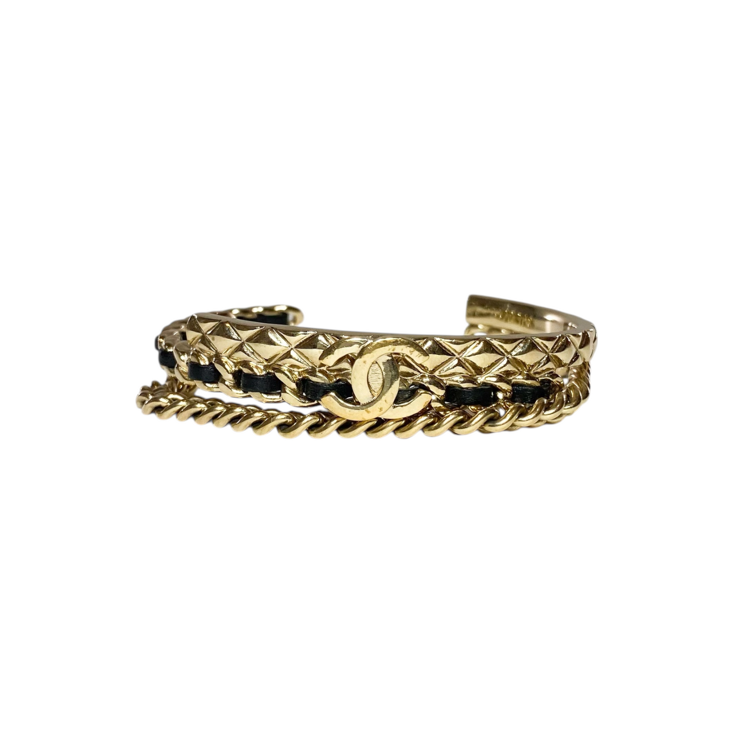 Chanel Black Gold Woven Chain Cuff