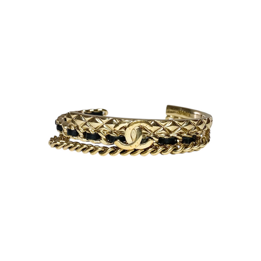 Chanel Black Gold Woven Chain Cuff