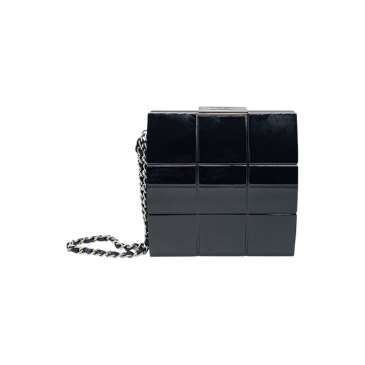 Chanel Black Plexiglass Vintage Mini Square Clutch