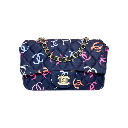 Chanel Navy Logo CC Mini Rectangle
