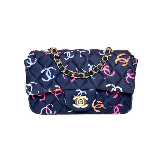 Chanel Navy Logo CC Mini Rectangle
