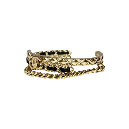 Chanel Black Gold Woven Chain Cuff
