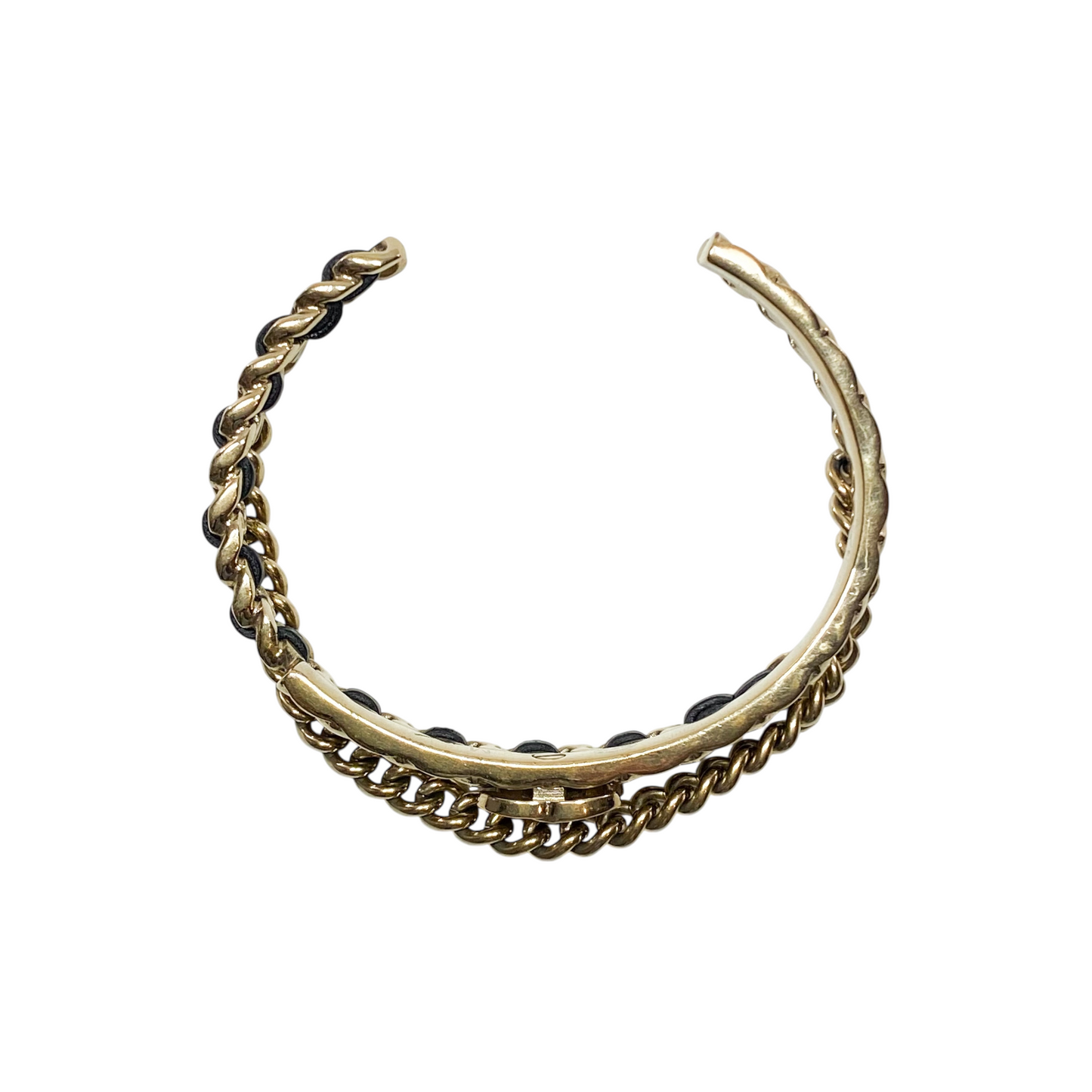 Chanel Black Gold Woven Chain Cuff