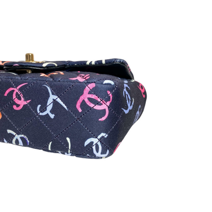 Chanel Navy Logo CC Mini Rectangle