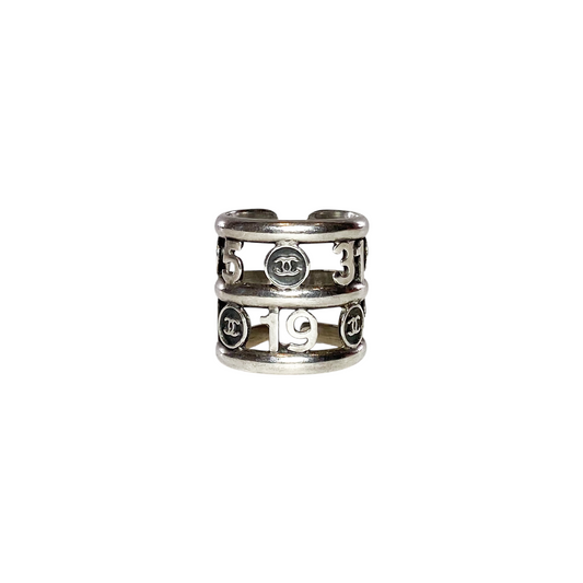 Chanel Silver Logo Stacked Ring