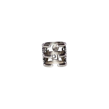 Chanel Silver Logo Stacked Ring
