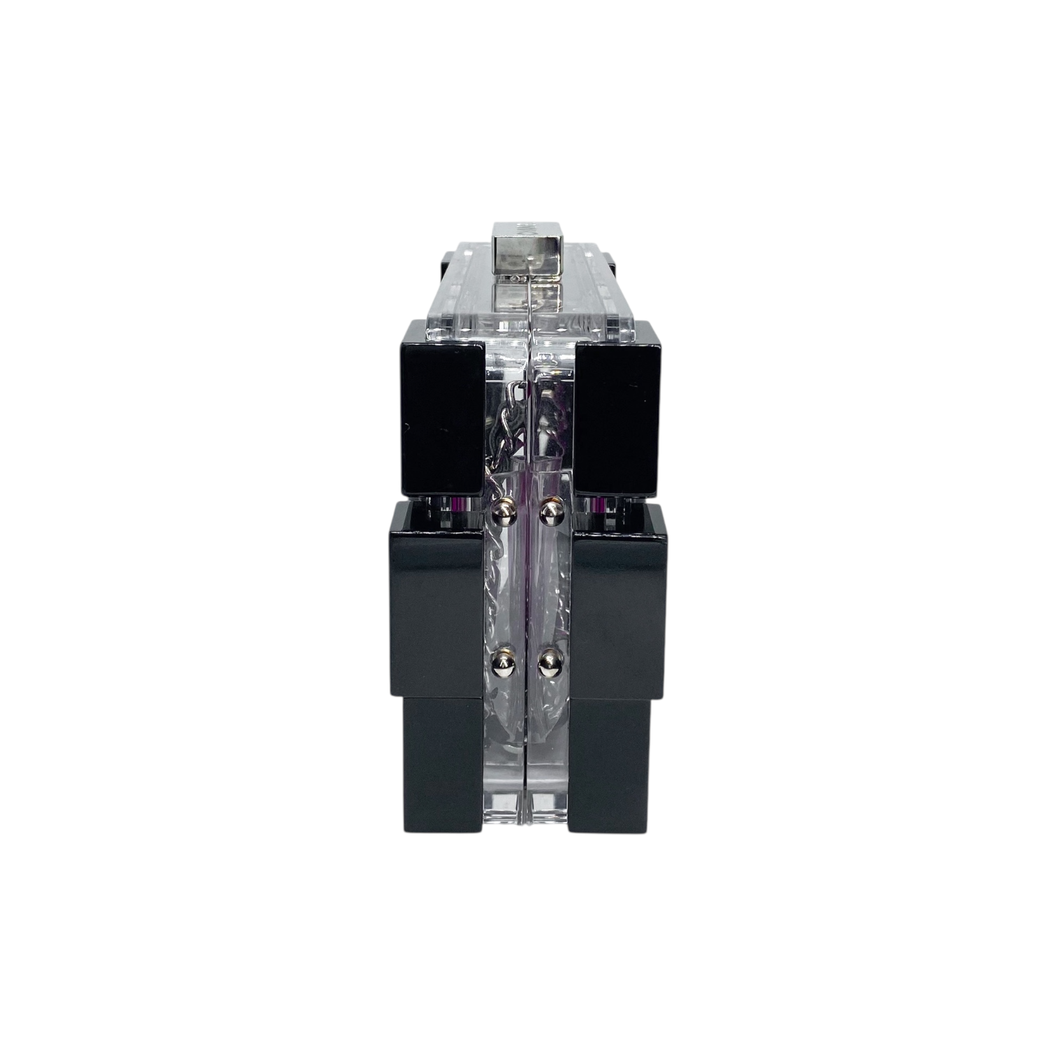 Chanel Purple Black Plexiglass Boy Lego Clutch Bag