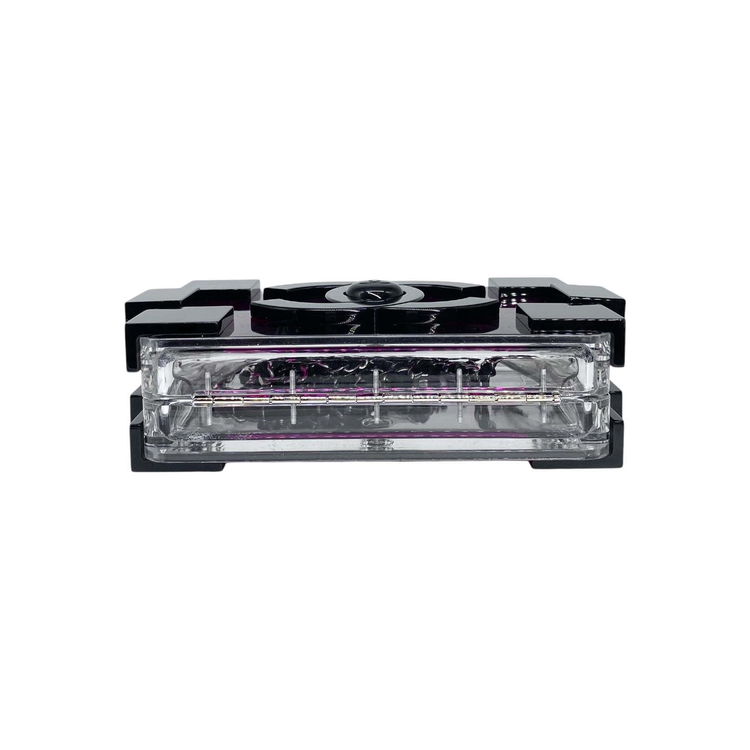Chanel Purple Black Plexiglass Boy Lego Clutch Bag