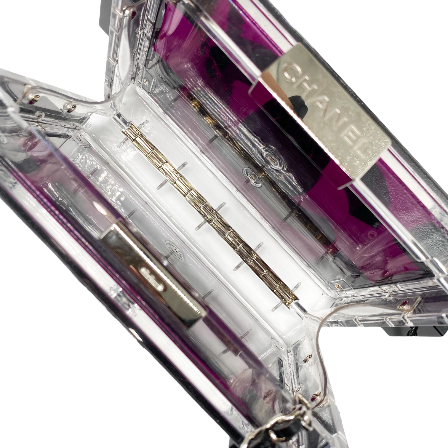Chanel Purple Black Plexiglass Boy Lego Clutch Bag