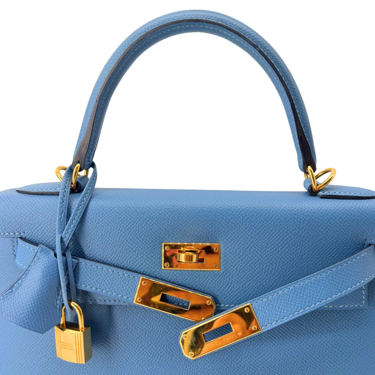 Hermes Kelly 28 Sellier Blue Brighton Epsom Gold Hardware