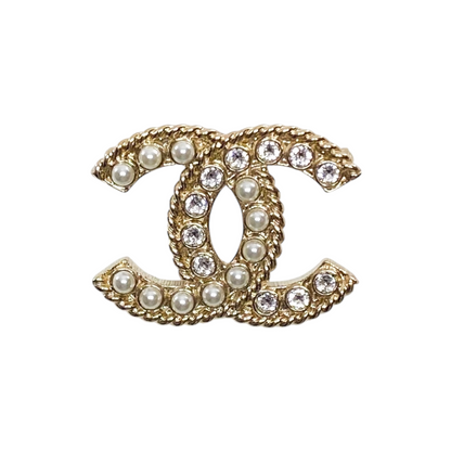 Chanel CC Crystal Pearl Brooch