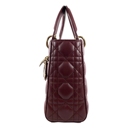 Dior Burgundy Small Lady Dior with Charm Strap GHW